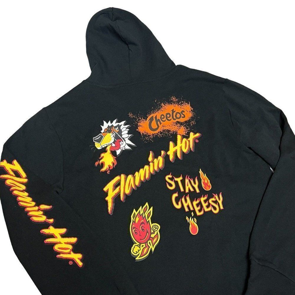 Cheetos Flamin Hot Hoodie‎ Novelty Chips Stay Cheesy Chester Orange Duster